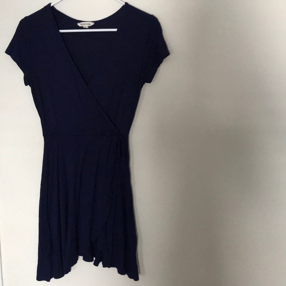 Navy blue tie front dress